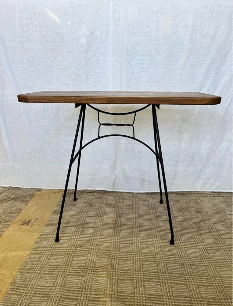 【アンティーク】鉄足テーブル 作業台 アイアン 木製 無垢材 カフェテーブル ダイニングテーブル 北欧 鉄脚 アイアン 無垢材 ウォールナット